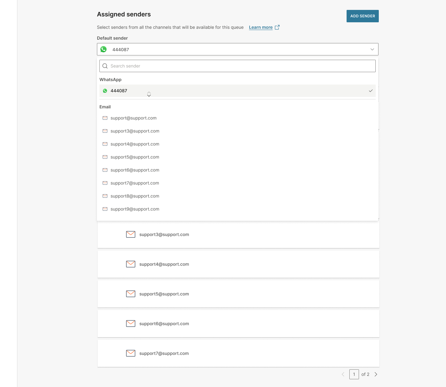 Supervisor - Default sender selection