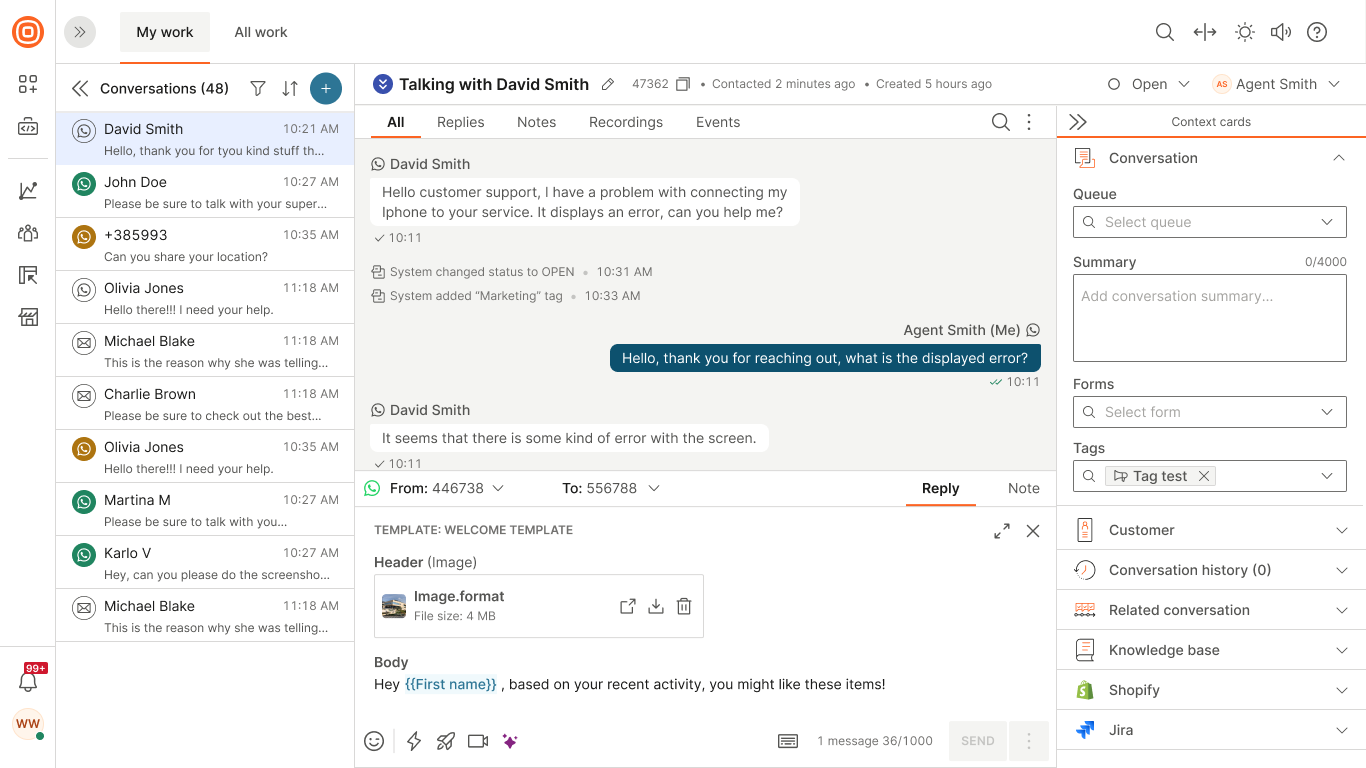 Conversations - Send WA template