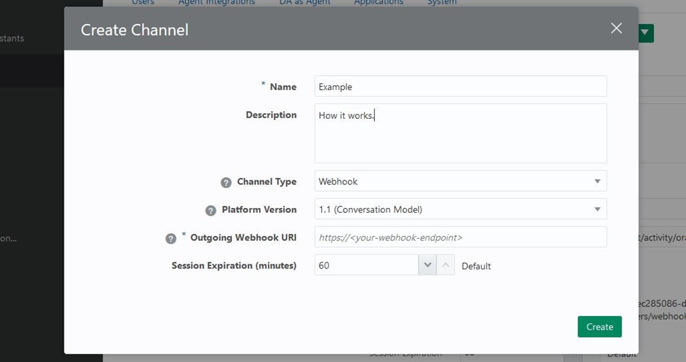 Create new Oracle channel