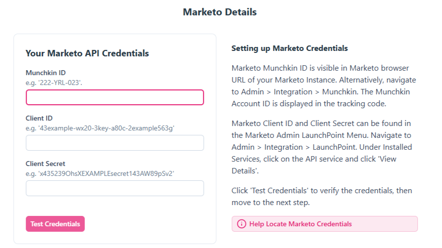 Marketo API information