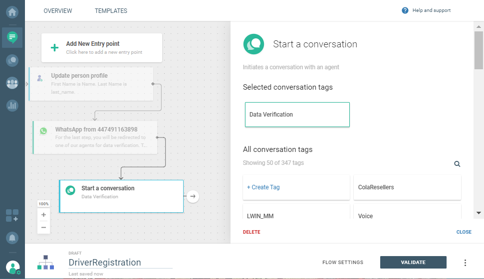 conversation tag on cpaas