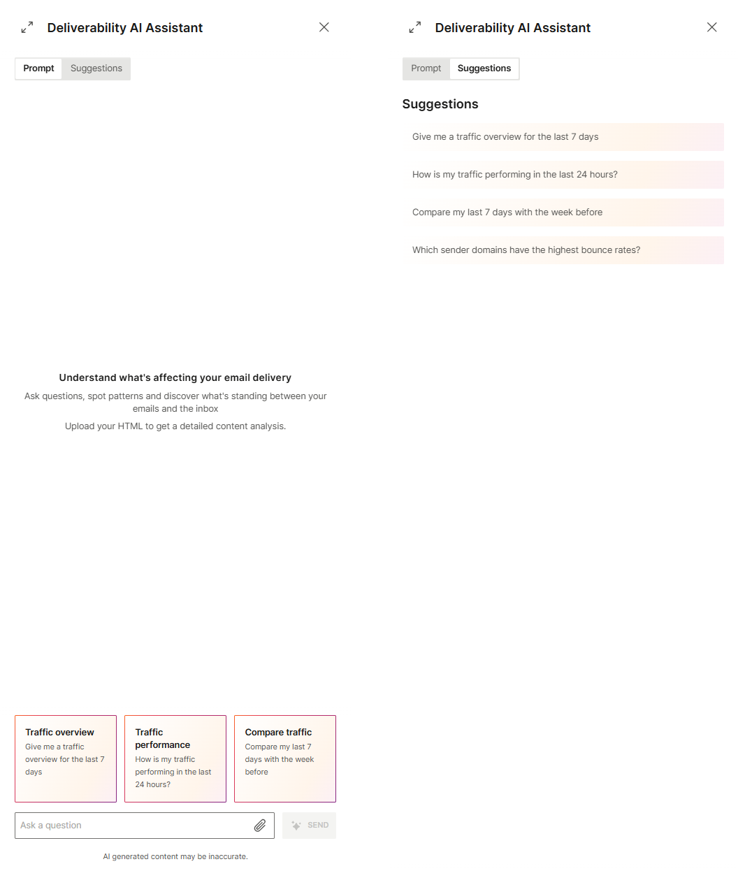 Email deliverability center Deliverability agent options