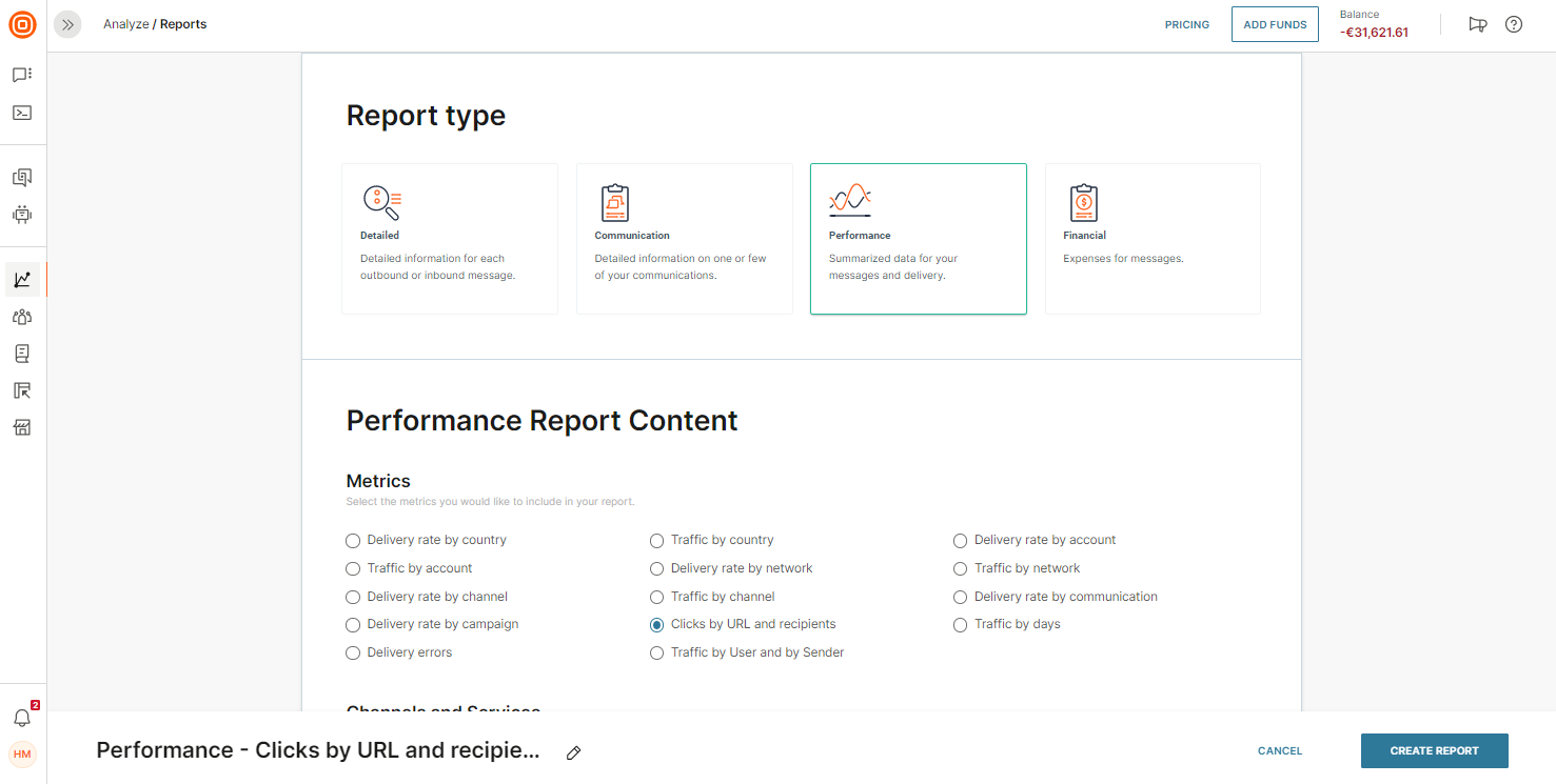 Analytics report email