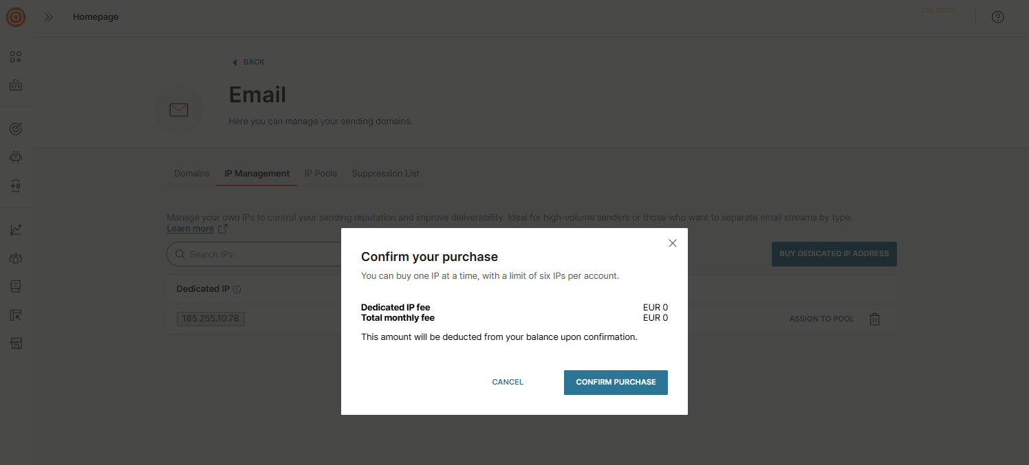 Email - Buy IP address confirm