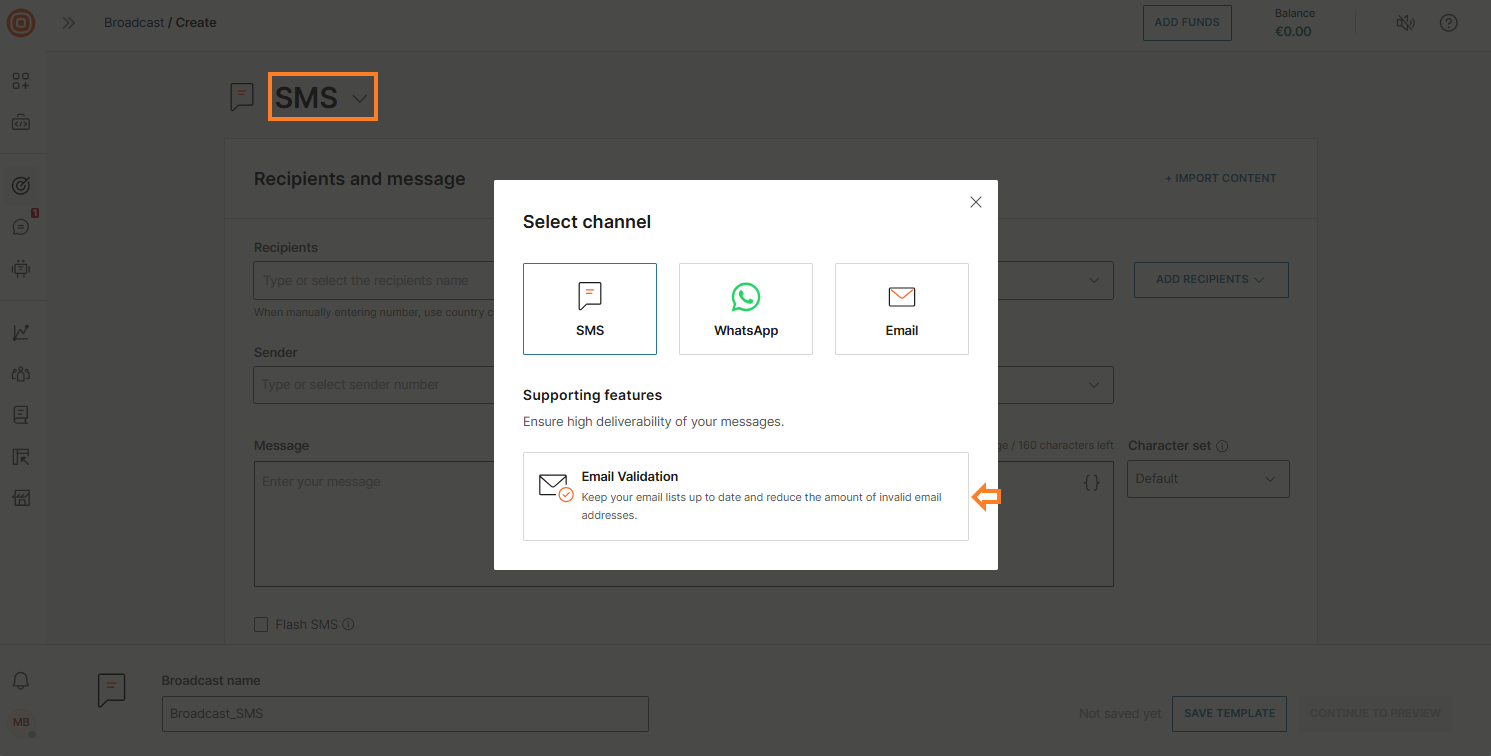 Email validation option