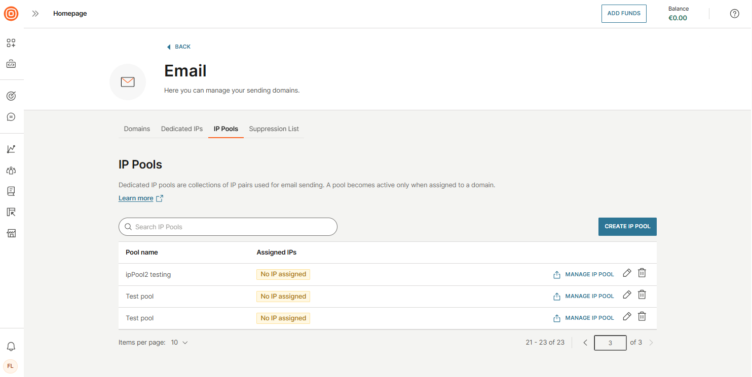 Email - Assign IP pool