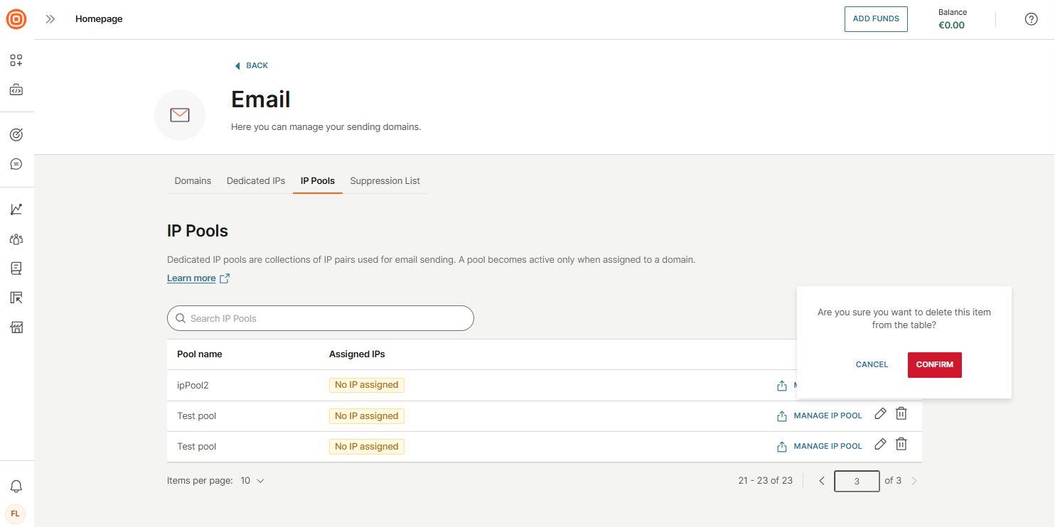 Email - Delete IP pool