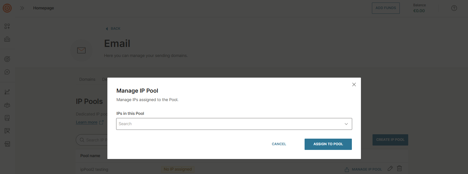 Email - Manage IP pool