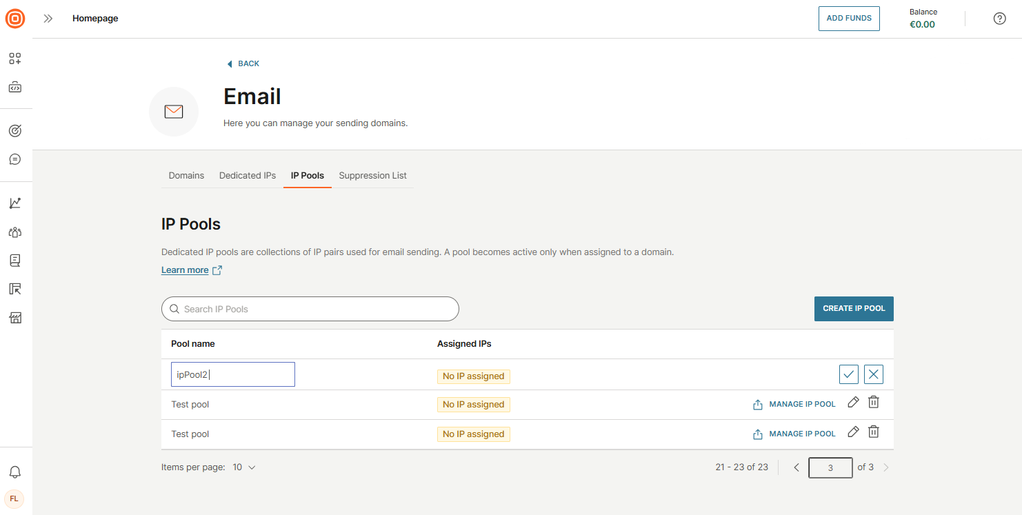 Email - Edit IP pool