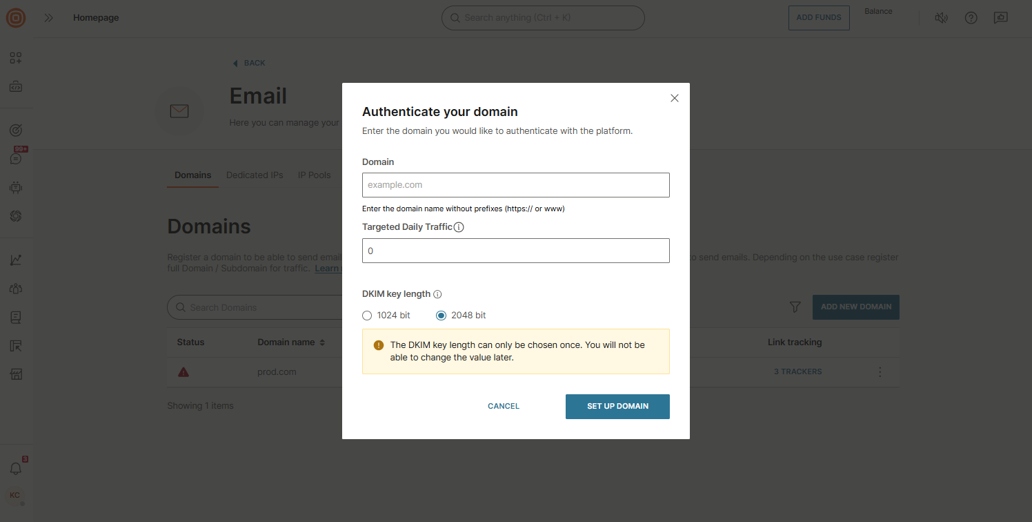 Authenticate new domain