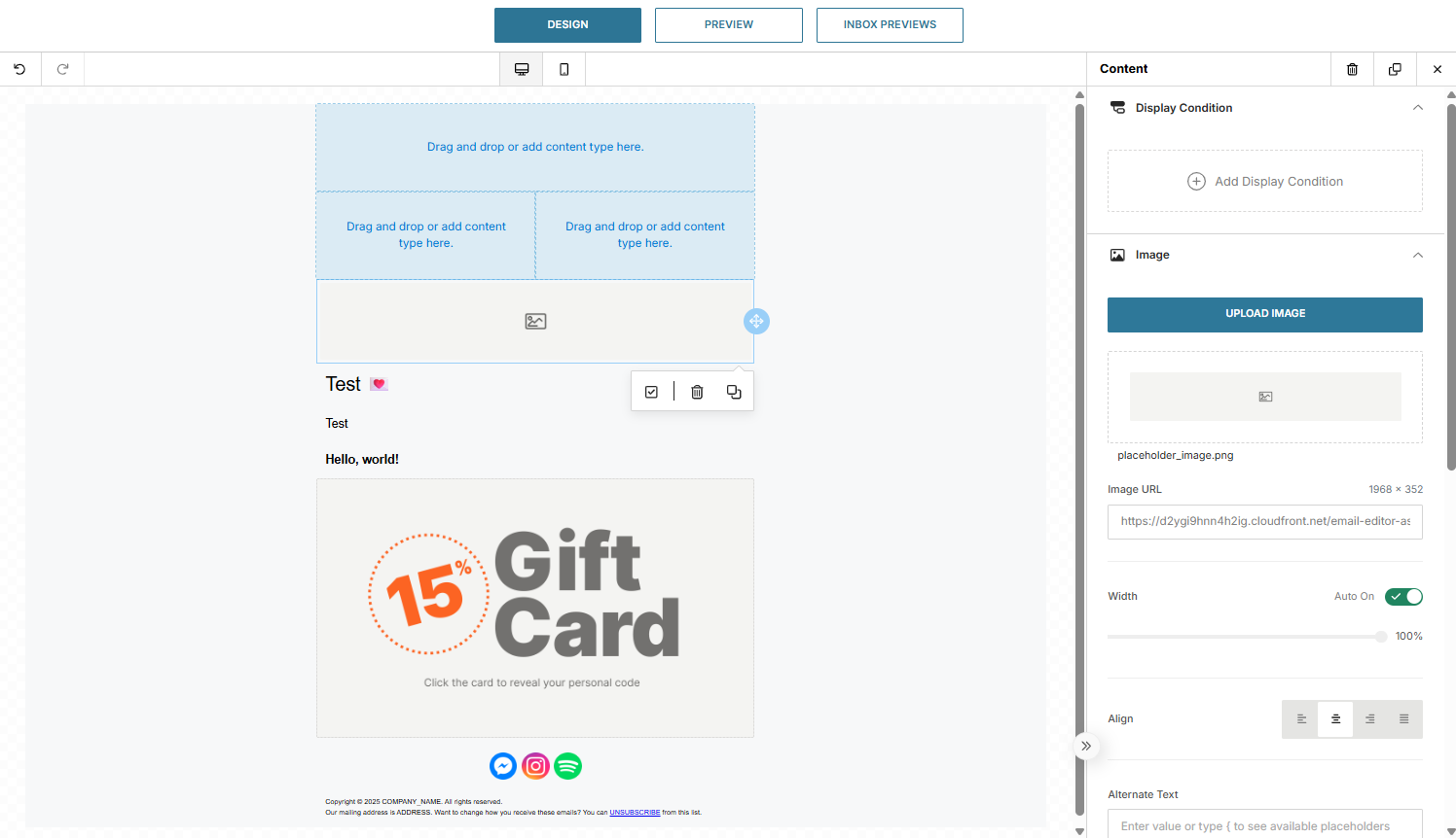 Image in email editor