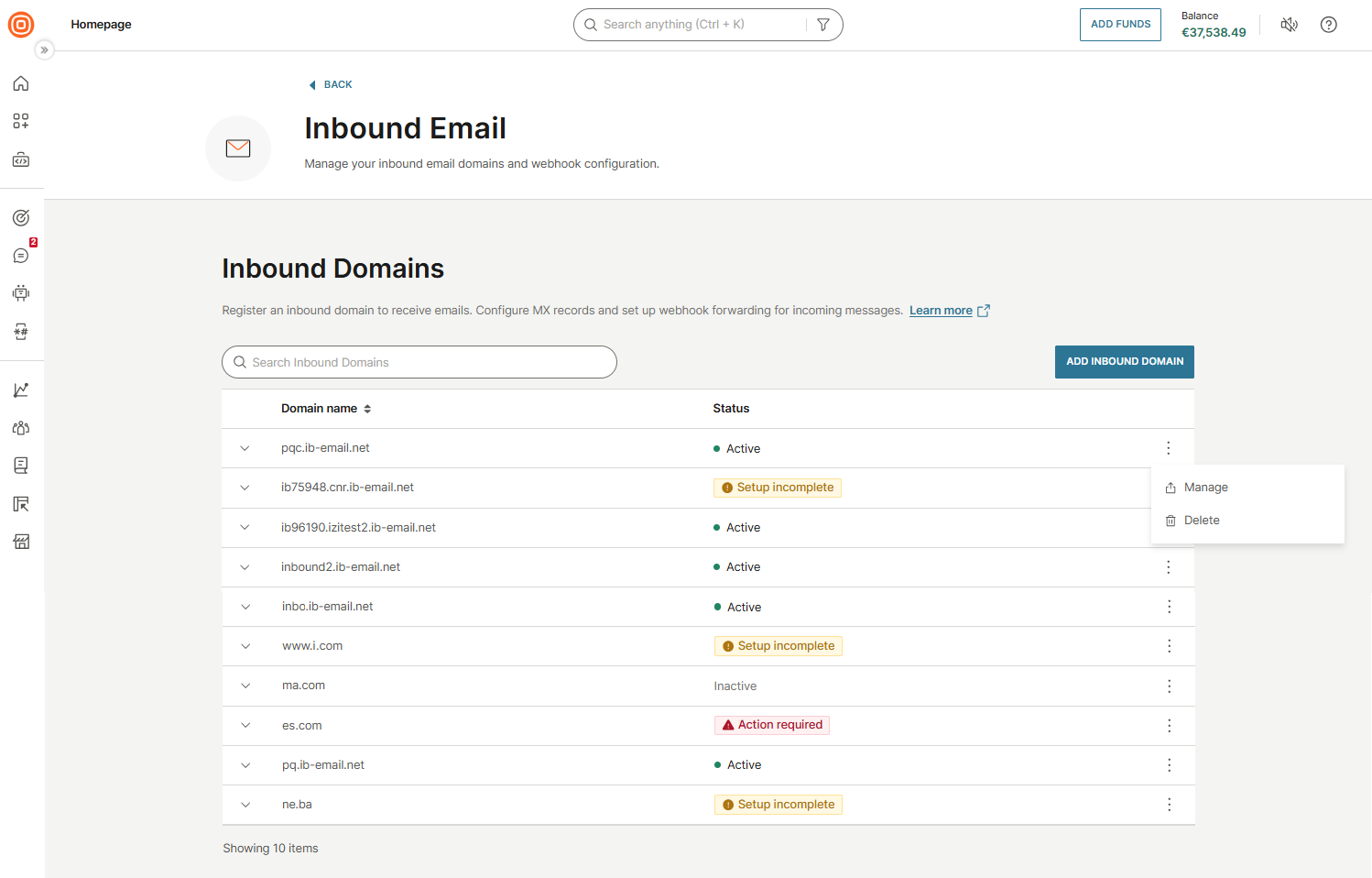 Inbound domains