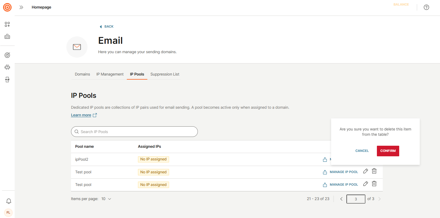 Email - Delete IP pool