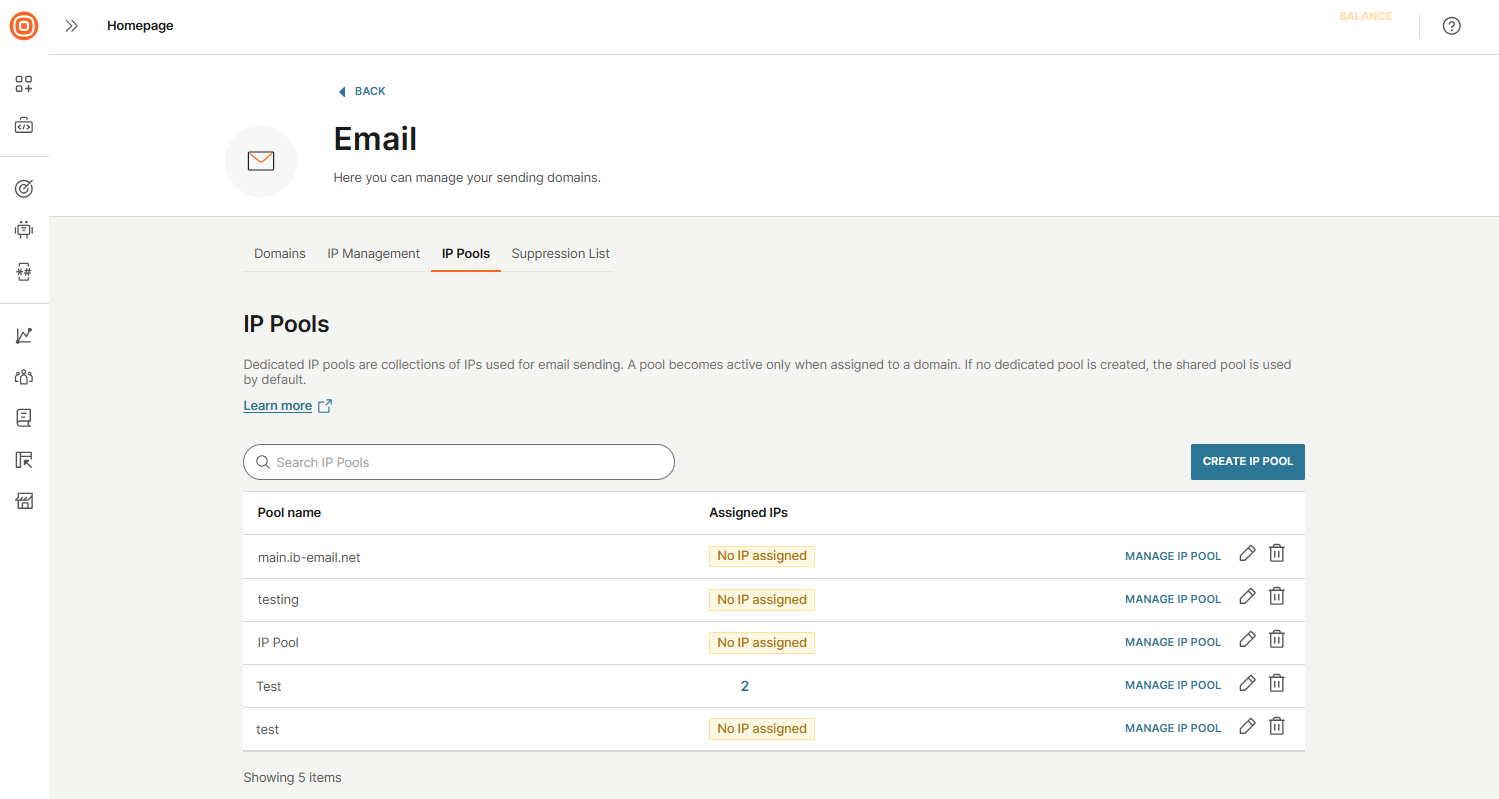 Email - Create IP pool