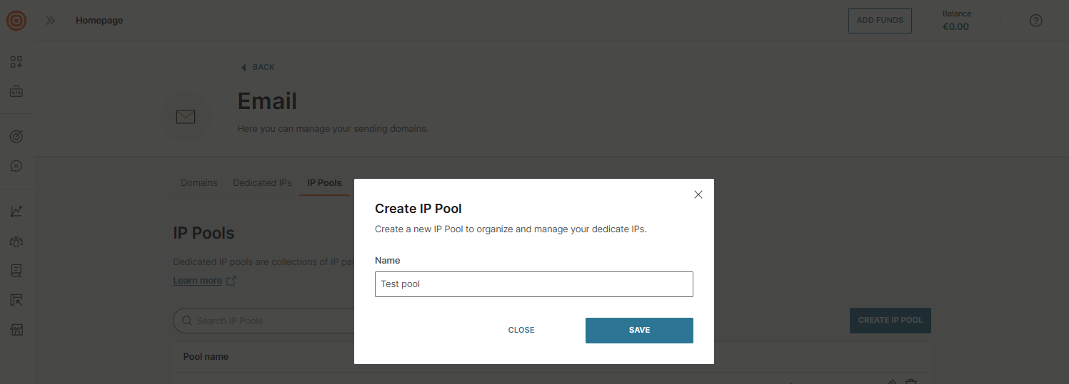 Email - Create IP pool name