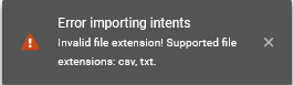 Error when importing intents
