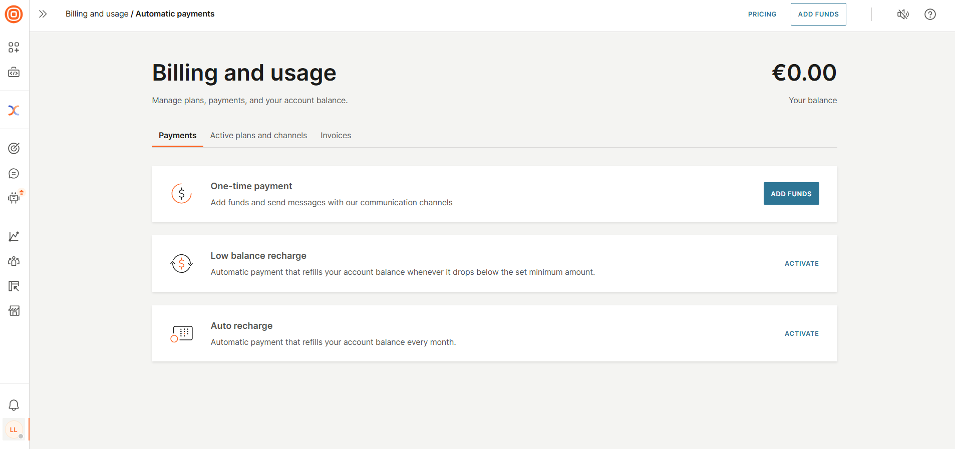 Essentials - Billing and usage options