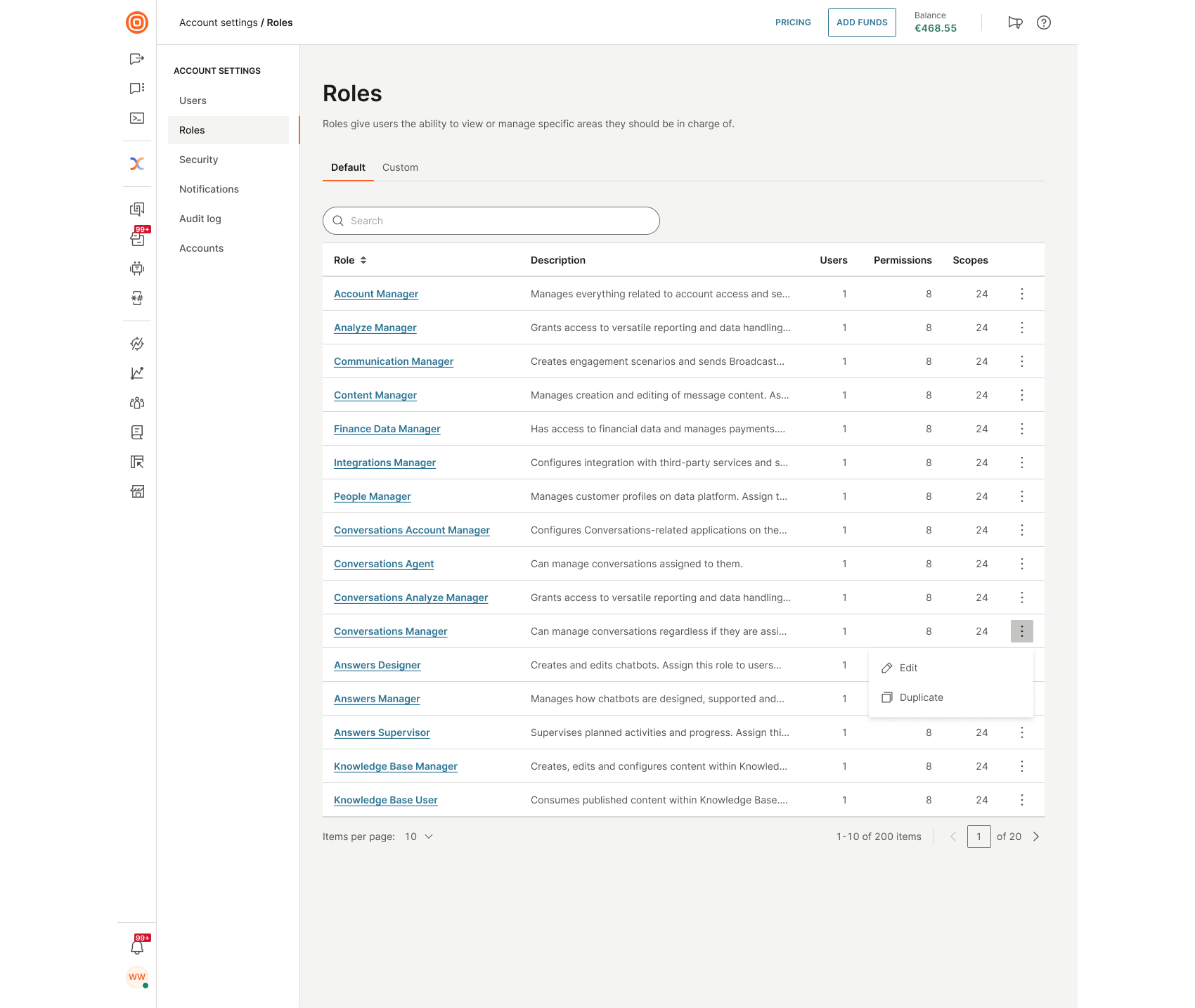 Essentials - Default roles