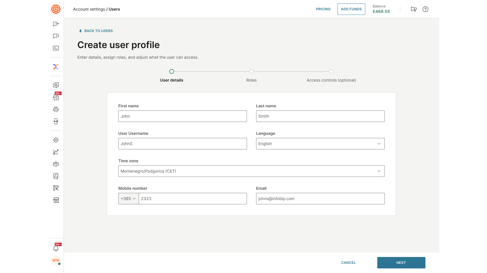 Essentials - Create user