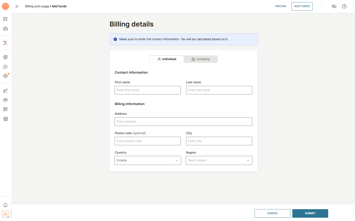 Essentials - Billing details