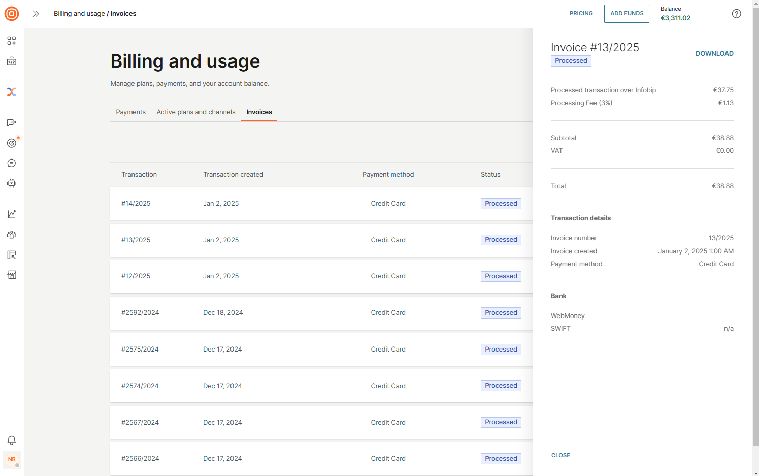 Essentials - Invoices details