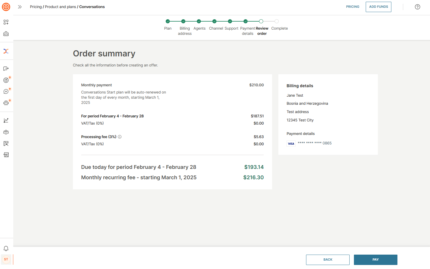 Essentials - Pay the plan summary