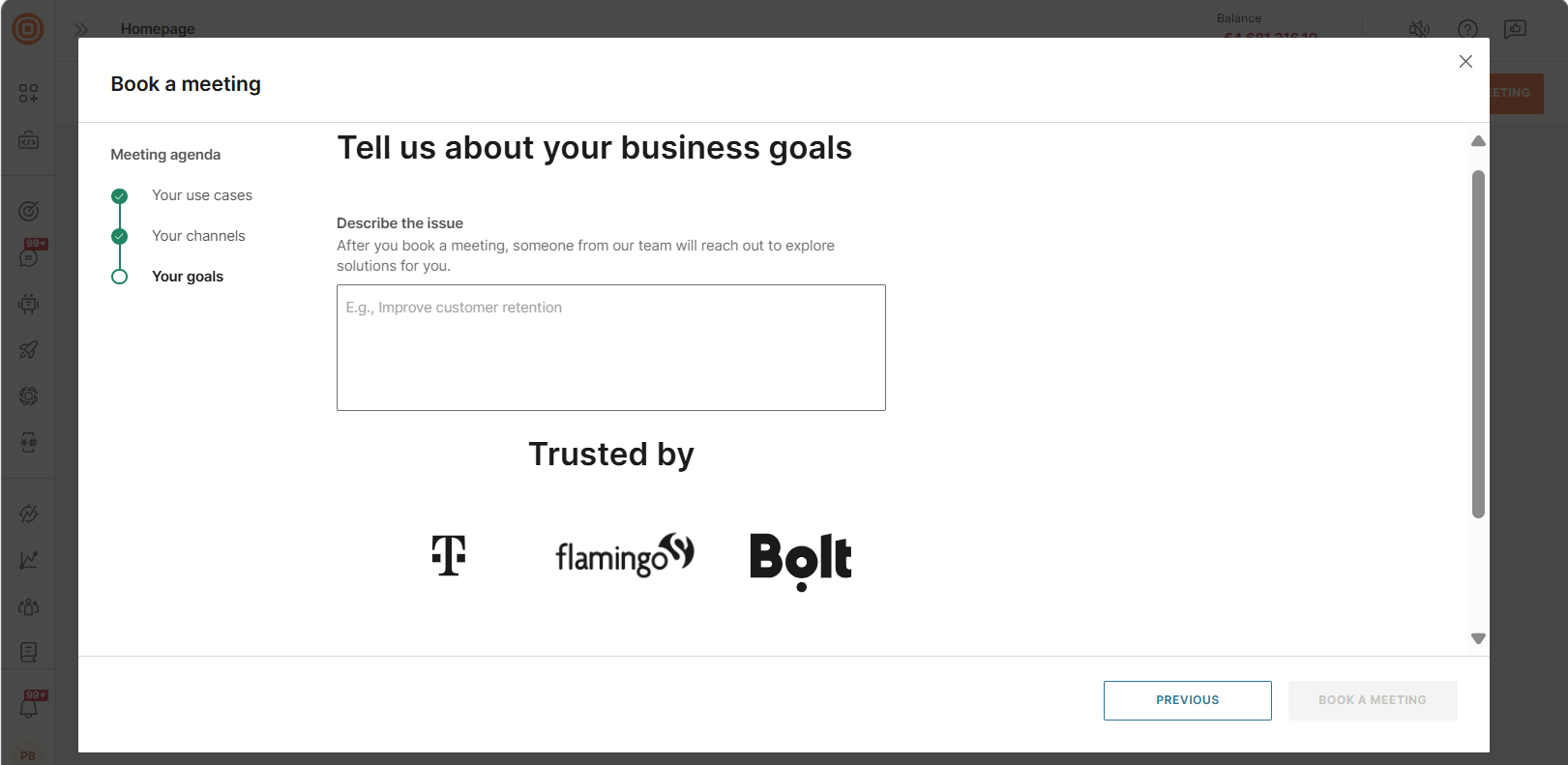 Image that shows how to select the goal