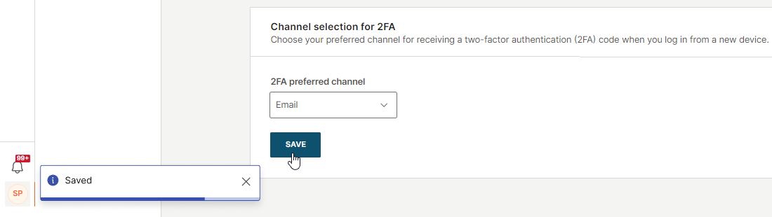 Essentials - Save 2FA channel selection