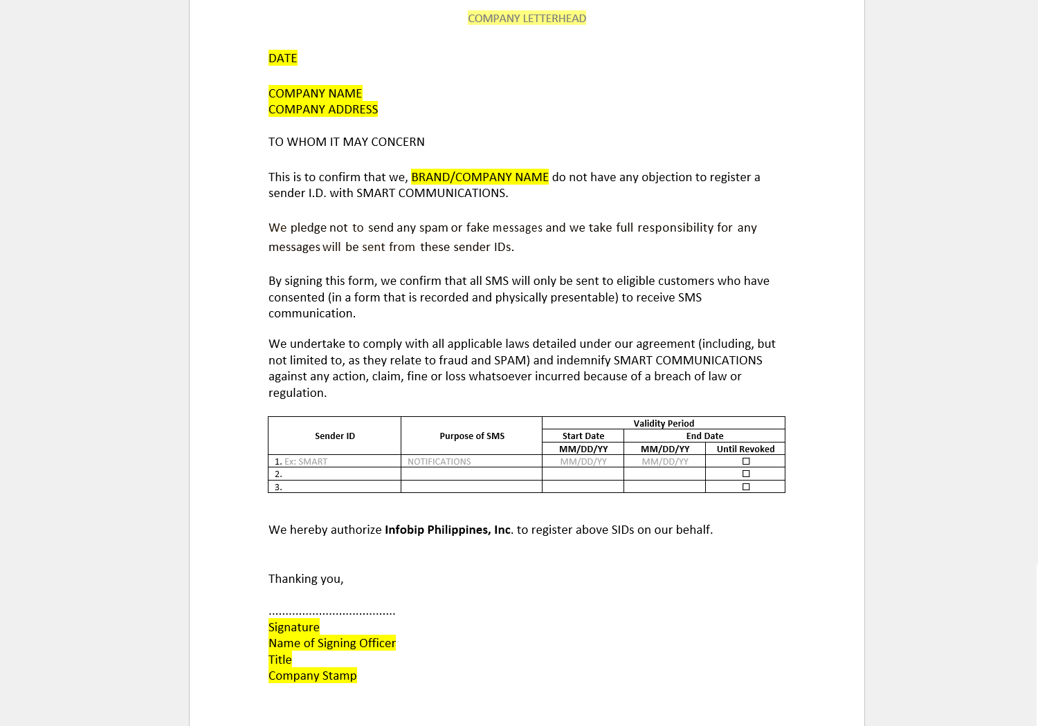 Philippines Letter of Authorization (LOA) guidelines