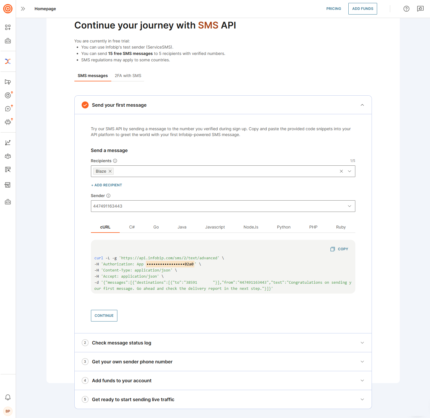 SMS - Devs first step