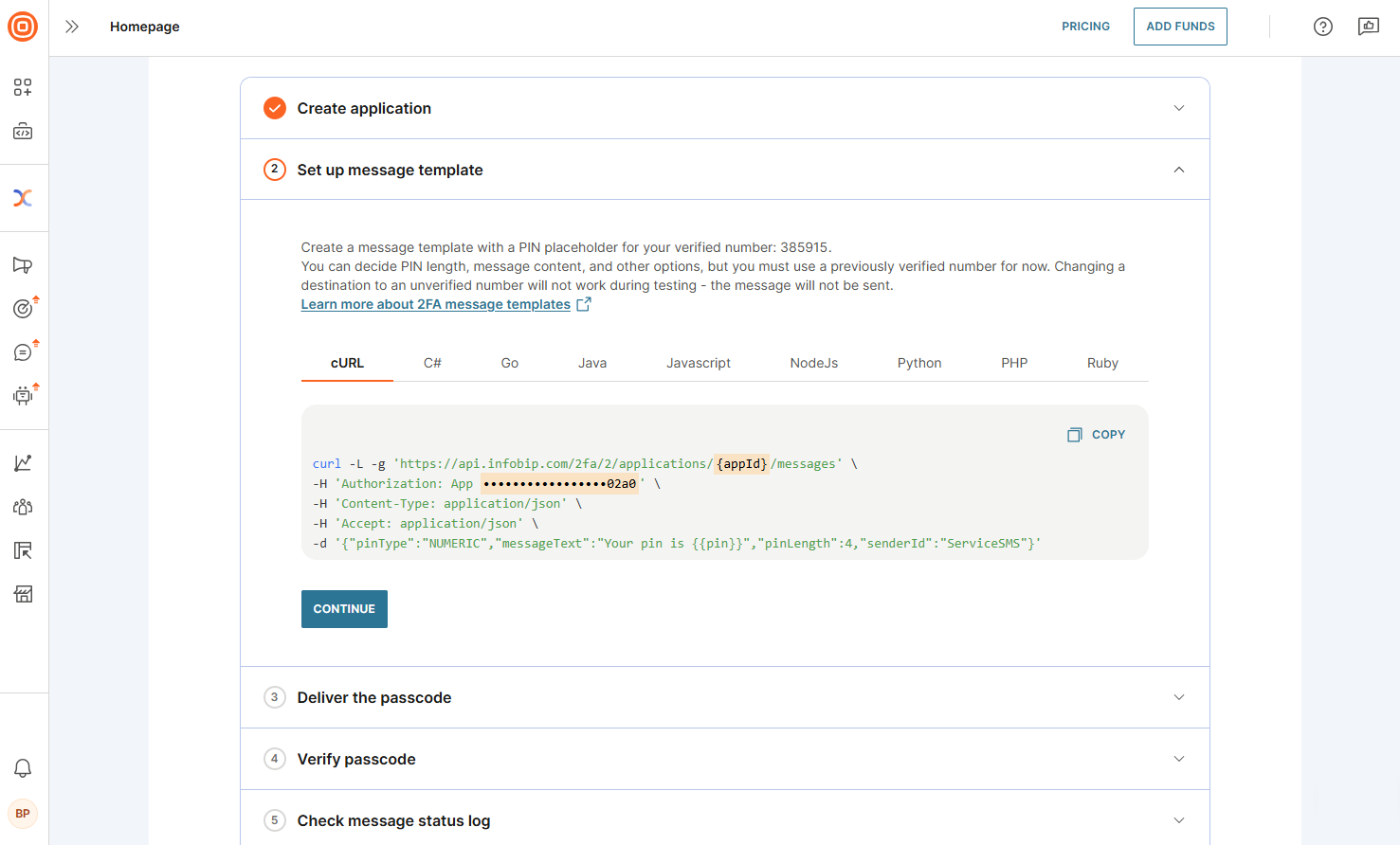 SMS - Devs second step second tab