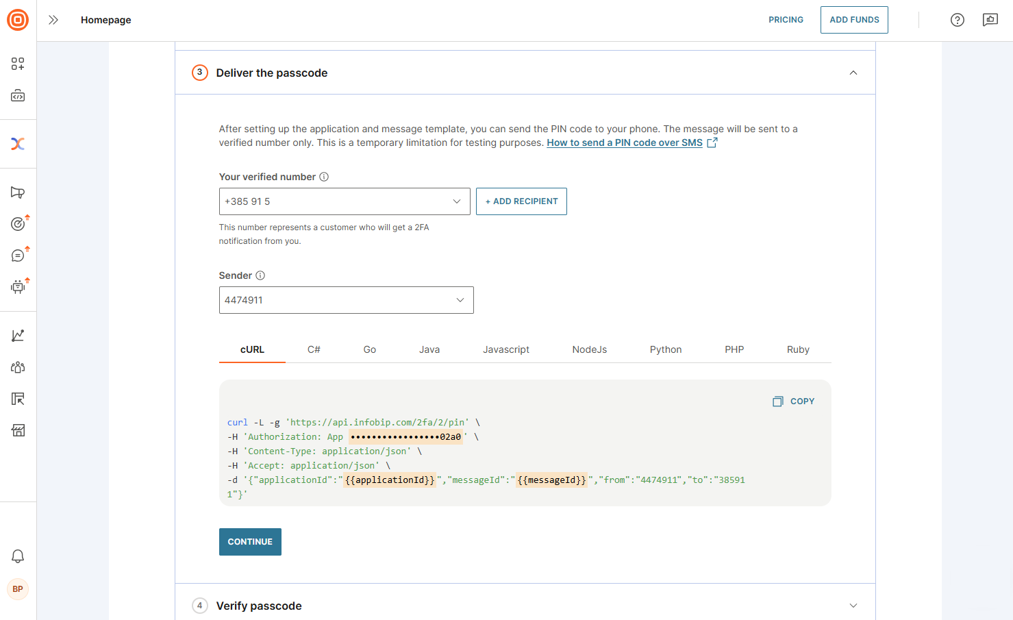 SMS - Devs third step second tab