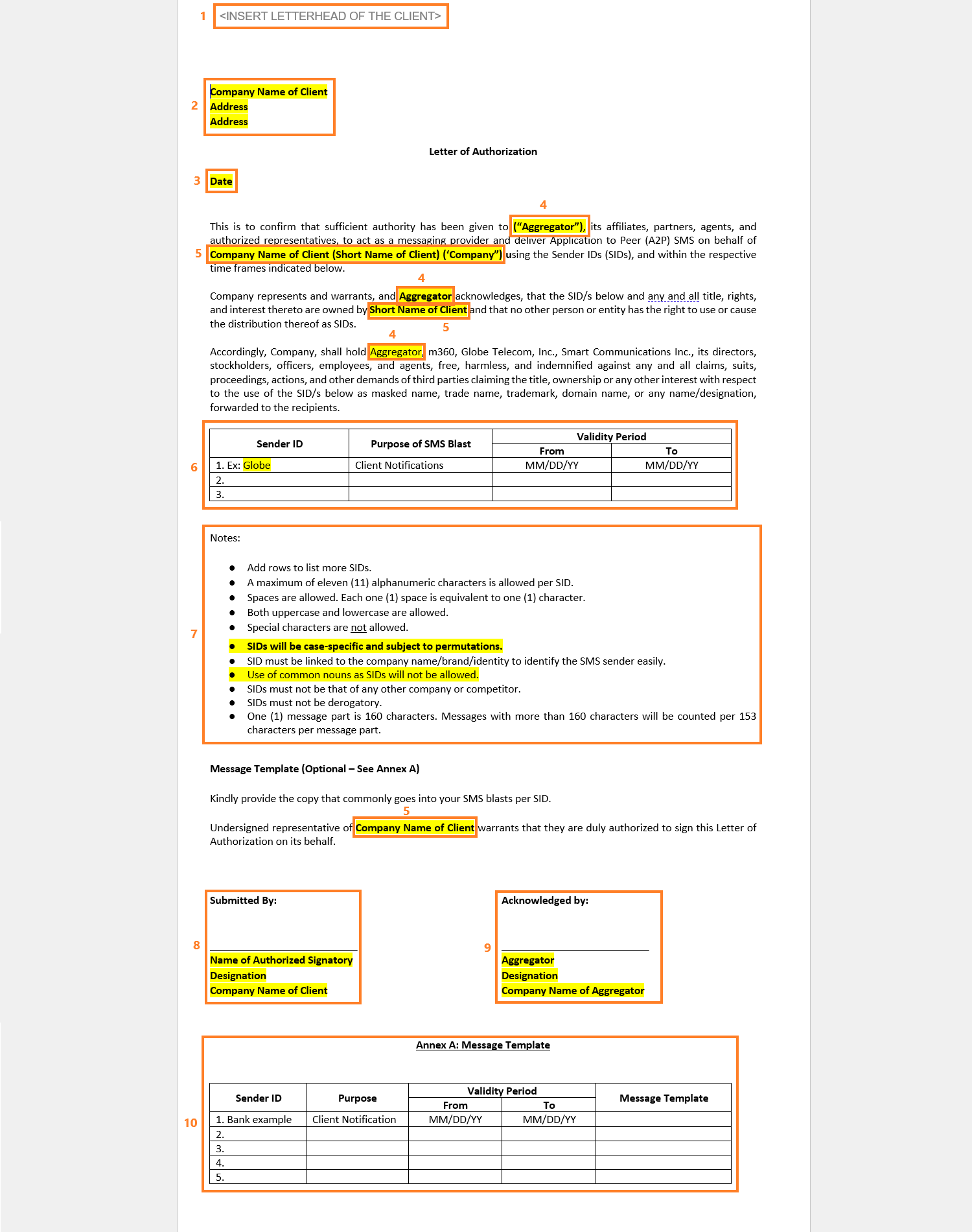 Essentials - Globe Int brand owner to aggregator LOA