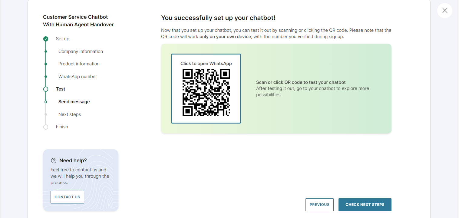 A new chatbot is created