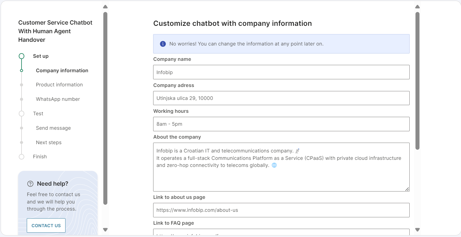 Configure the fields in the template