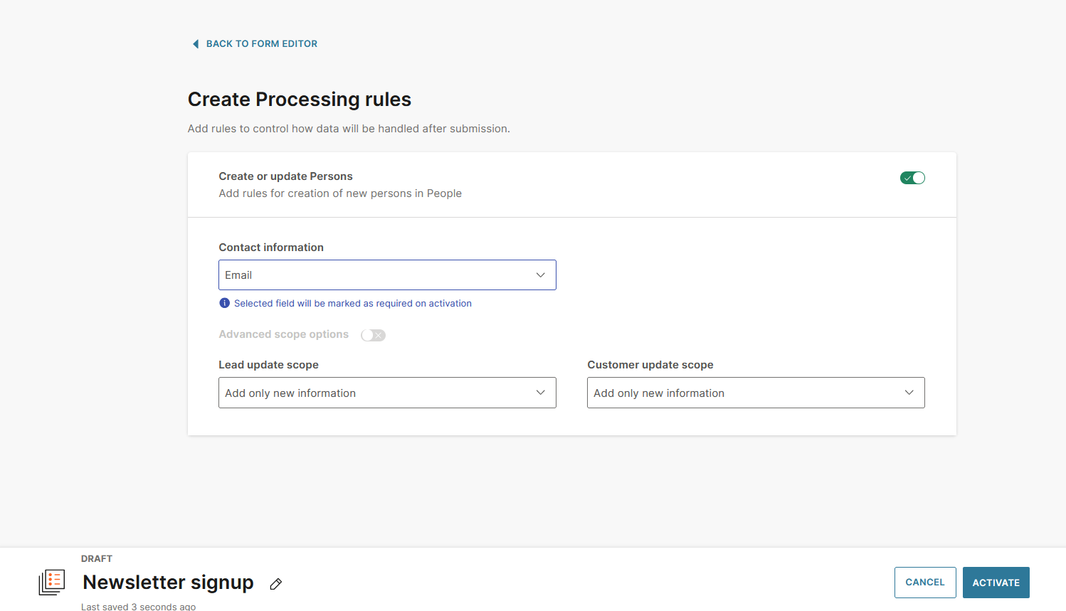 Rules for form processing