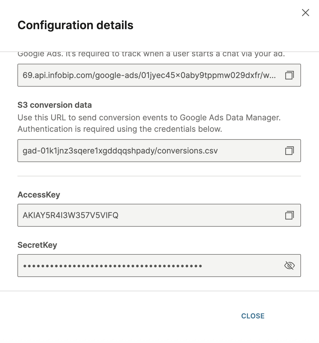 GCTWA - Select phone number and configuration name