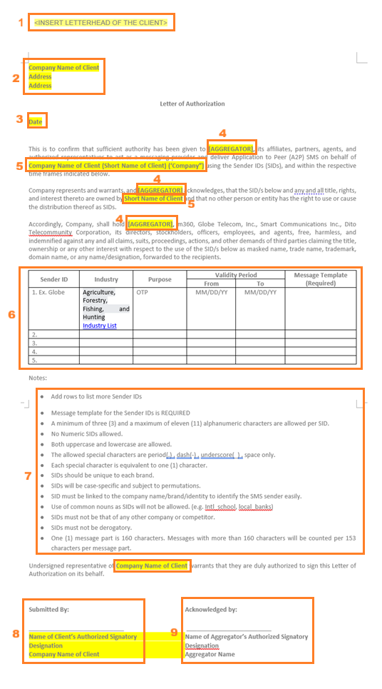 Essentials - Globe local end client to aggregator LOA