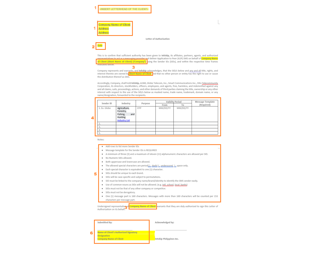 Essentials - Globe local direct customer LOA