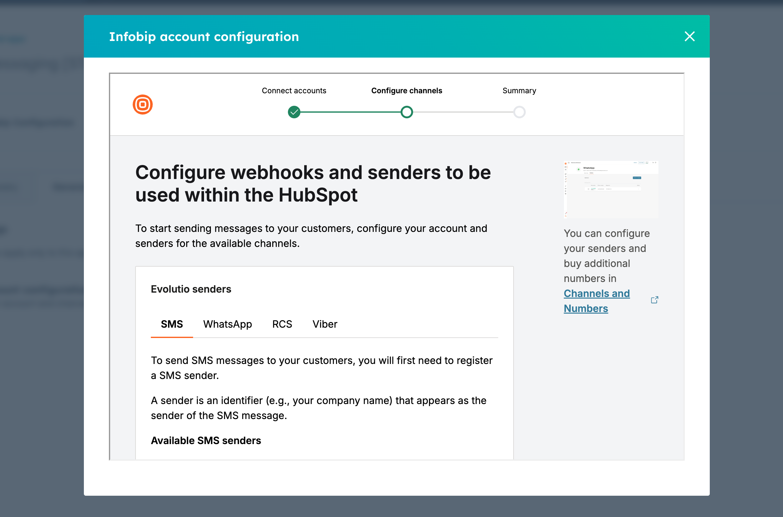 HubSpot messaging configuration