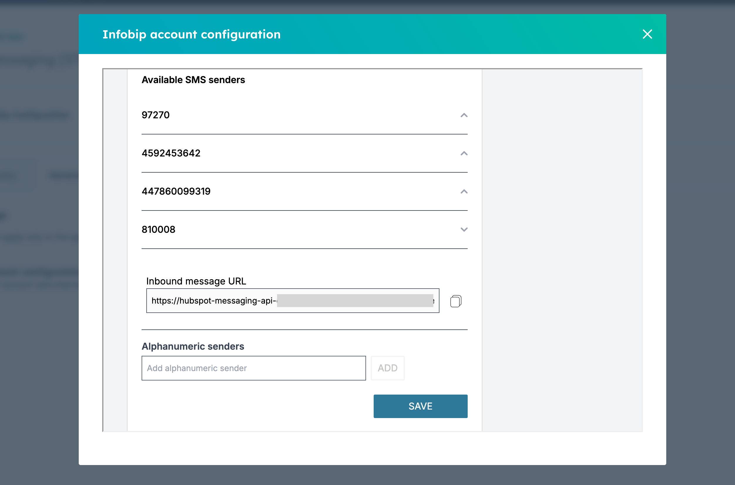 HubSpot messaging configuration