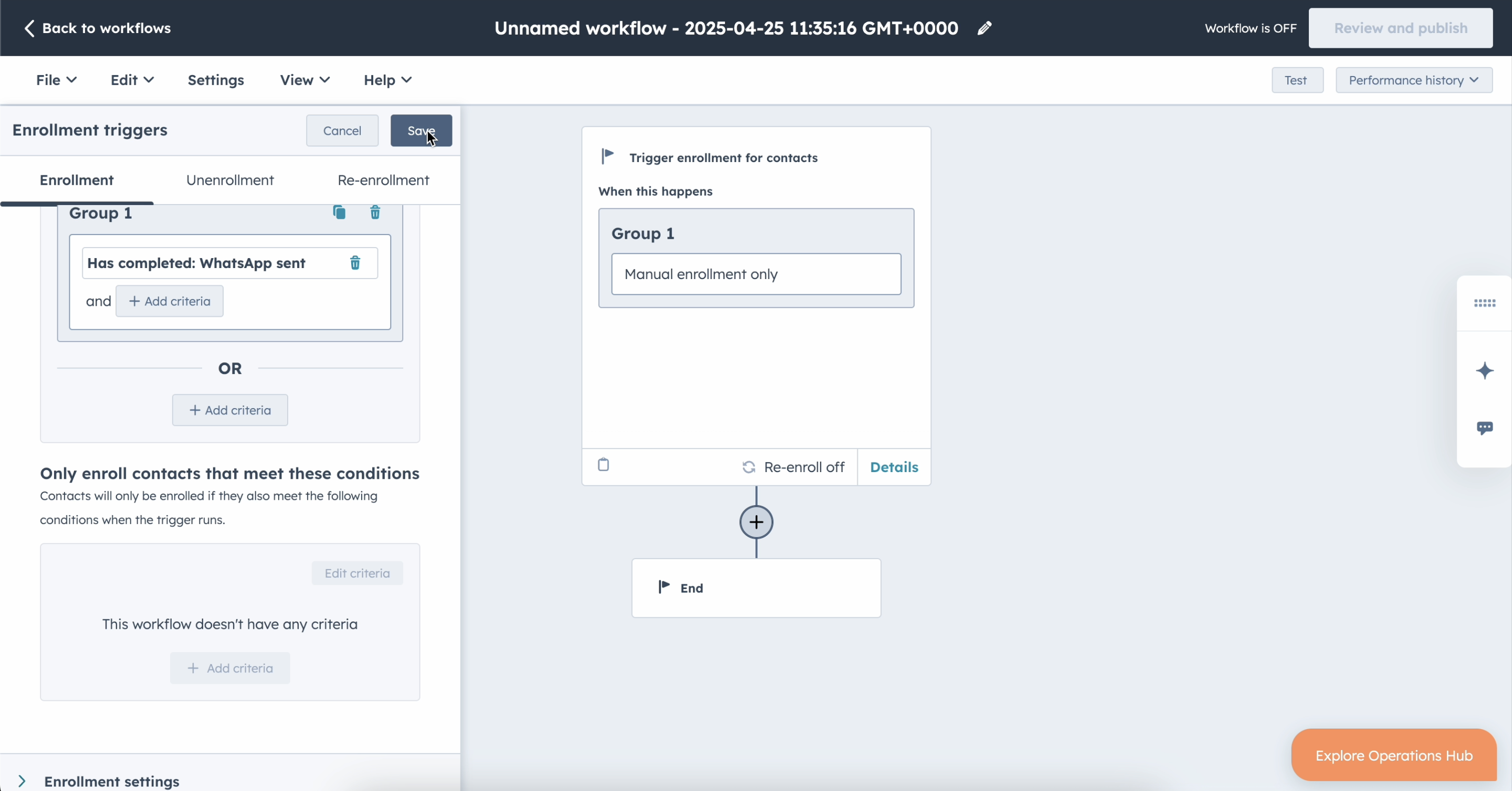 HubSpot messaging SMS failover trigger enrollment