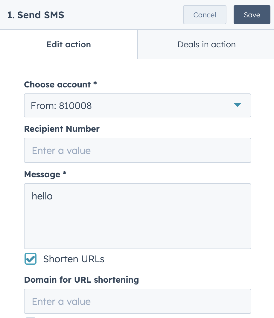 HubSpot messaging URL shortening