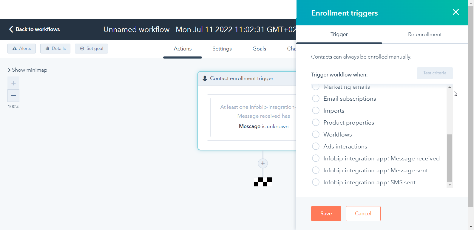 Hubspot message enrolment