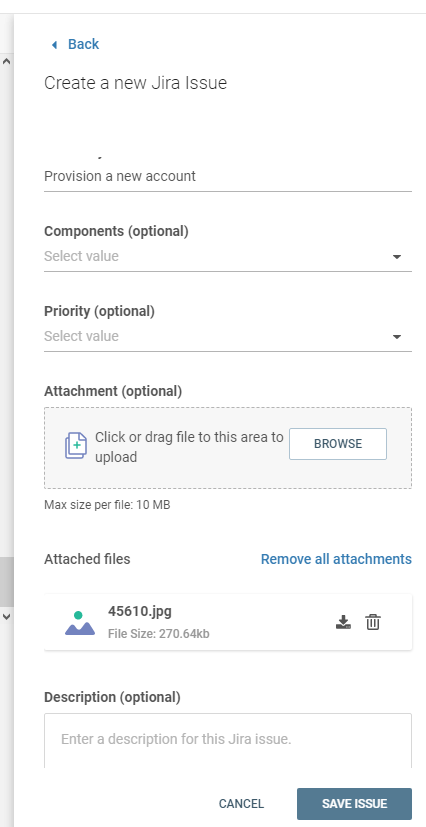 Conversations - JIRA create ticket attachment