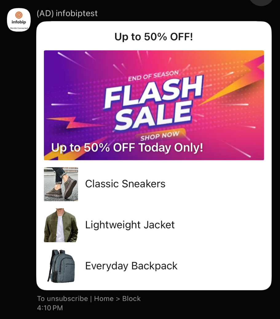 KakaoTalk Brand Message - Item list