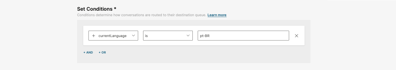 Live Chat - Set routing conditions