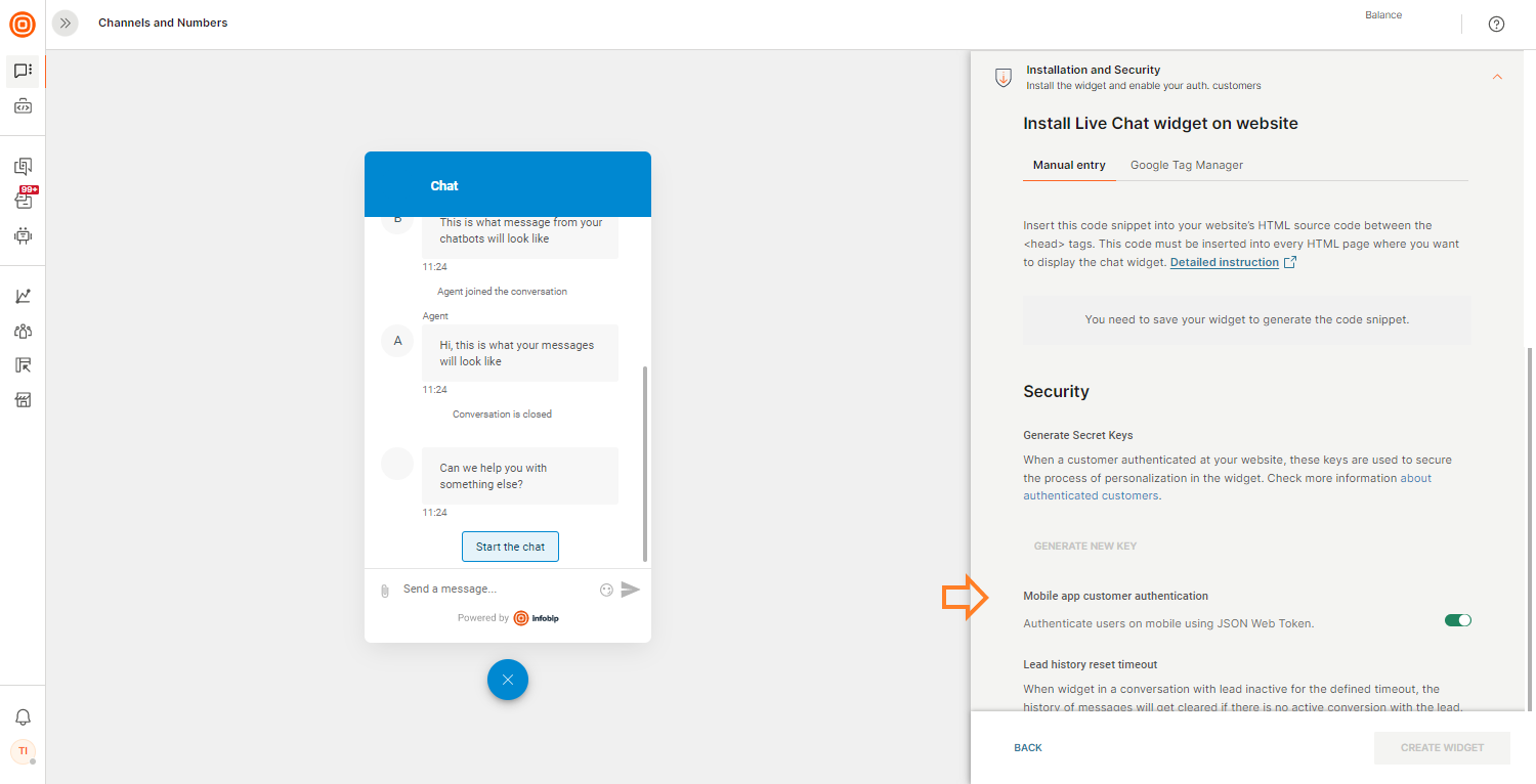 Live Chat - Mobile authentication