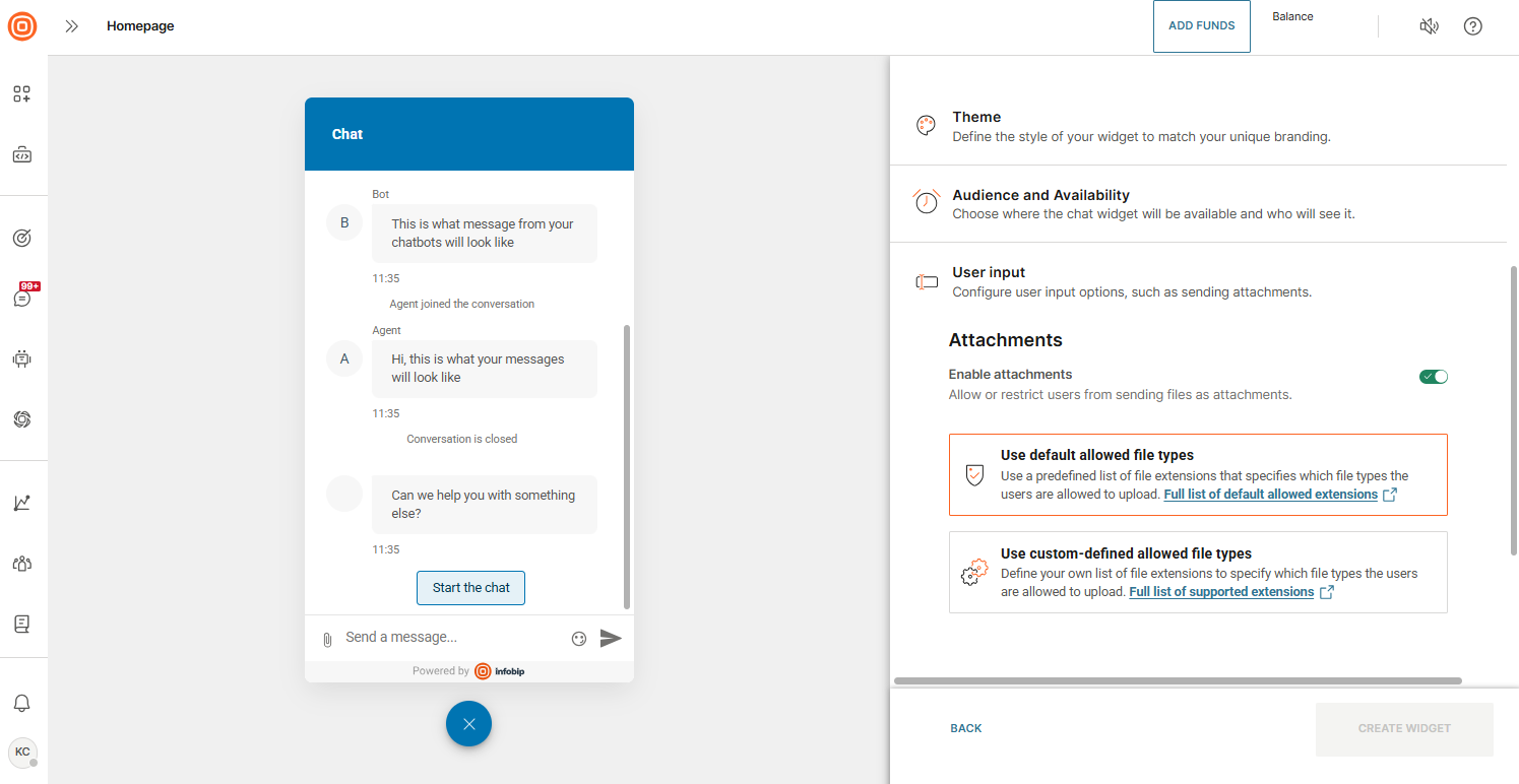 Live Chat - User input for attachments