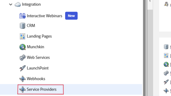 Marketo second admin panel